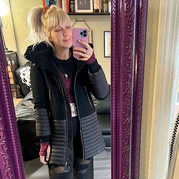 SOIA & KYO โข Mixed Fabric Winter Jacket Coat โข Size XS โข Puffer + Wool - Picture 11 of 16